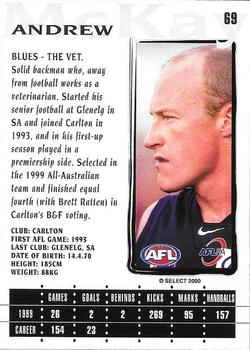 2000 Select AFL Millennium #69 Andrew McKay Back